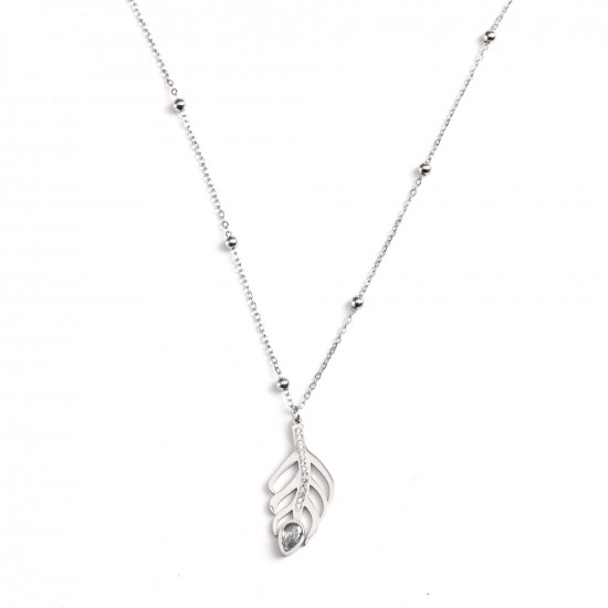 Wholesaler stainless steel jewelry, Necklace stainless steel silver plated feather