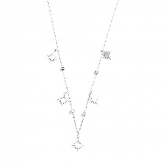 Grossiste bijoux acier inoxydable tendance, Collier acier inoxydable argenté étoiles