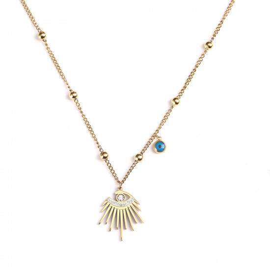 Wholesaler stainless steel jewelry, Necklace stainless steel gold eye rhinestones