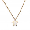 Gold-plated stainless steel turtle necklace with rhinestones