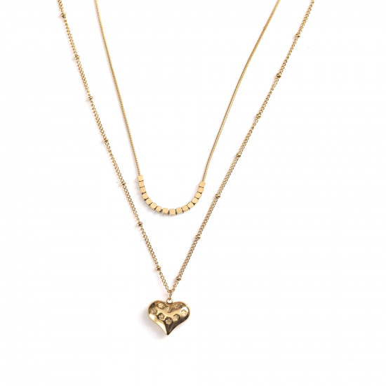 Grossiste bijoux acier inoxydable tendance, Collier acier inoxydable doré doublé avec cœur