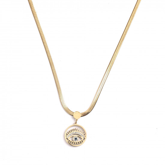 Wholesaler stainless steel jewelry, Necklace stainless steel gold metaillon eye