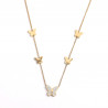 Gold-plated stainless steel necklace with rhinestone butterflies