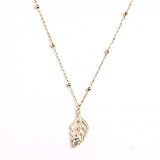 Wholesaler joyas de acero inoxidable, Collar de acero inoxidable pluma de oro