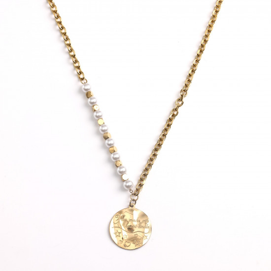Wholesaler stainless steel jewelry, Necklace stainless steel gold medallion message