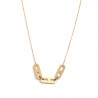 Collier acier inoxydable doré 3 maillons à strass