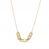 Gold-plated stainless steel 3-link rhinestone necklace