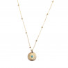 Collier acier inoxydable doré médaillon avec turquoise