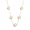Stainless steel gold necklace white clovers
