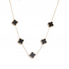 Necklace gold-plated stainless steel black clovers