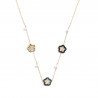 Gold-plated stainless steel necklace with flowers and pearls