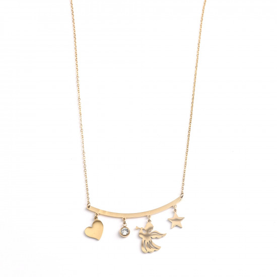 Wholesaler stainless steel jewelry, Necklace stainless steel gold Angel, star and heart