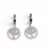 Boucles d'oreilles acier inoxydable argenté arbre de vie strass