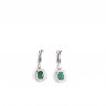 Silver-plated stainless steel green stone earrings