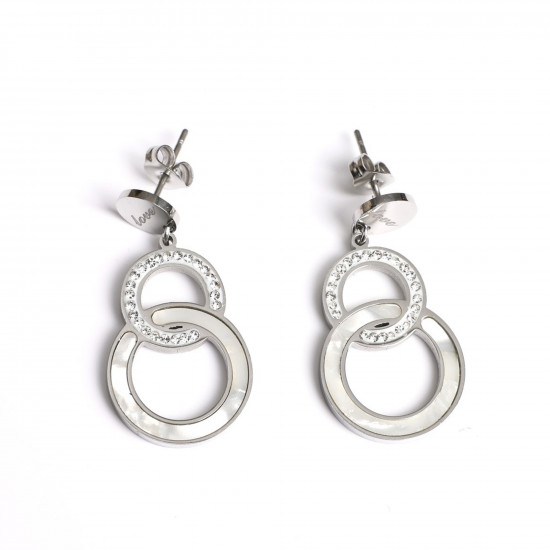 Meilleur grossiste bijoux acier inoxydable, Boucles d'oreilles acier inoxydable argenté anneaux entremêlés