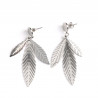 Boucles d'oreilles acier inoxydable argenté feuilles