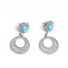 Earrings stainless steel silver sun turquoise