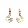 Gold-plated clover rhinestone stainless steel earrings
