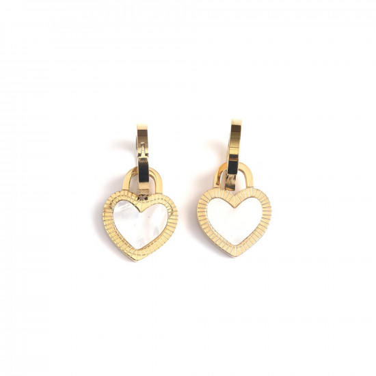 Besten Großhandel Edelstahlschmuck, Ohrringe Edelstahl vergoldet Herz weiß