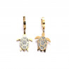 Gold-plated stainless steel turtle rhinestone earrings