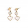2 pearly hearts gold-plated stainless steel earrings