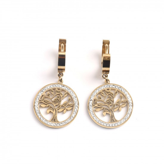 Mejor venta al por mayor joyas de acero inoxidable, chapado en oro pendientes de acero inoxidable árbol de la vida diamantes de