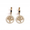 Gold-plated stainless steel earrings tree of life rhinestones