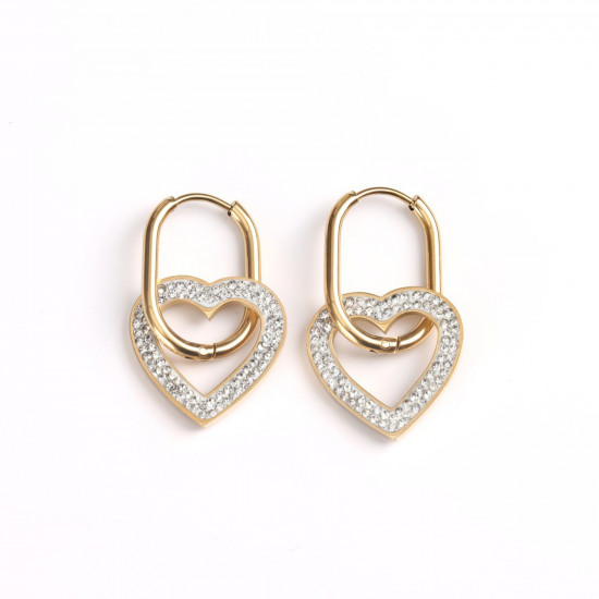 Besten Großhandel Schmuck aus Edelstahl, Ohrringe Edelstahl vergoldet Herz Strass