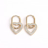 Gold-plated stainless steel rhinestone heart earrings