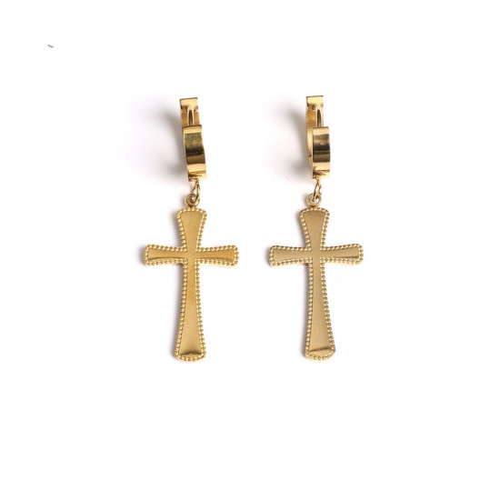 Best wholesale stainless steel jewelry, Stainless steel earrings gold plated cross