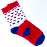 Socken blau, weiß, rot