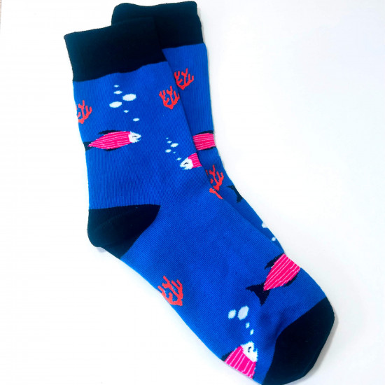 Grossiste chaussettes, modèle chaussettes petits poissons, pour revendeurs
