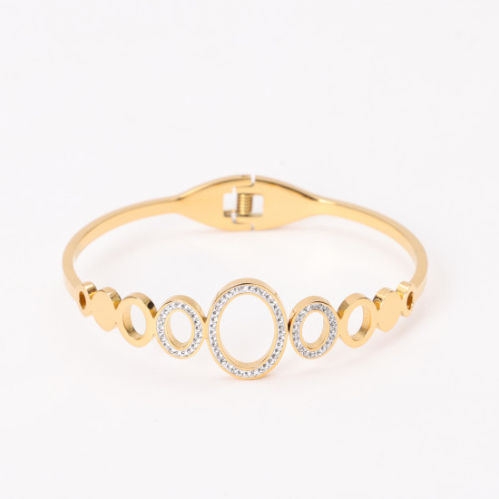 Mayorista de joyas de acero inoxidable para minoristas, Pulsera de brillantes bañada en oro