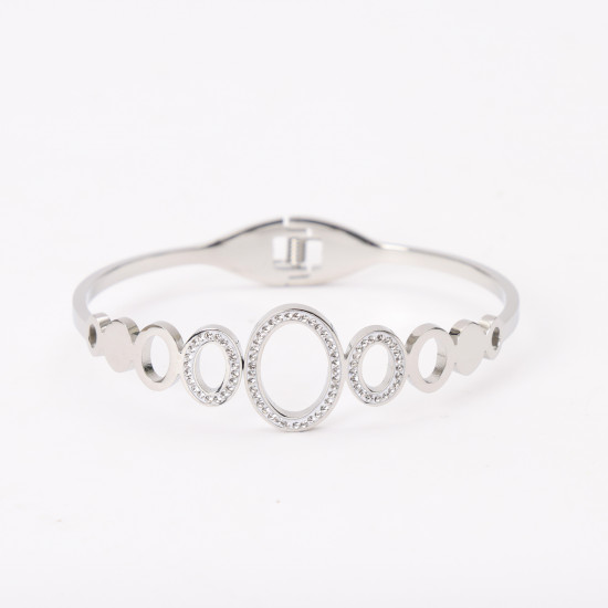 Grossiste bijoux acier inoxydable pour revendeurs, Bracelet argenté jonc strass