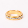 Anillo de acero inoxidable con strass dorado