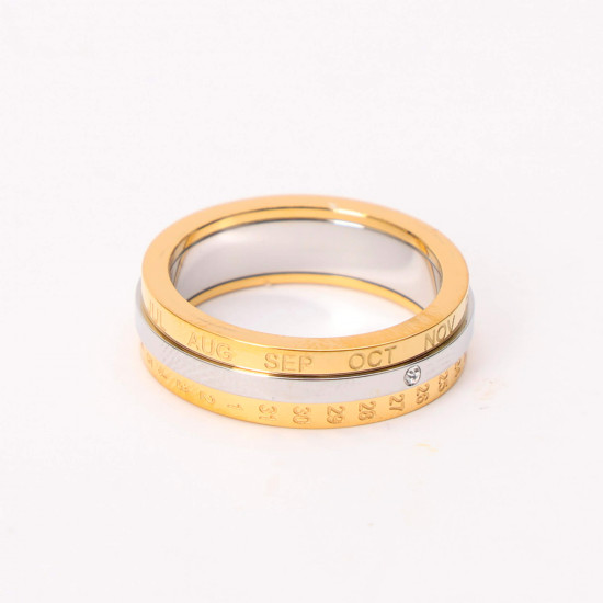 Grossista gioielli acciaio inox Marsiglia, Bague dorée/ argentée data