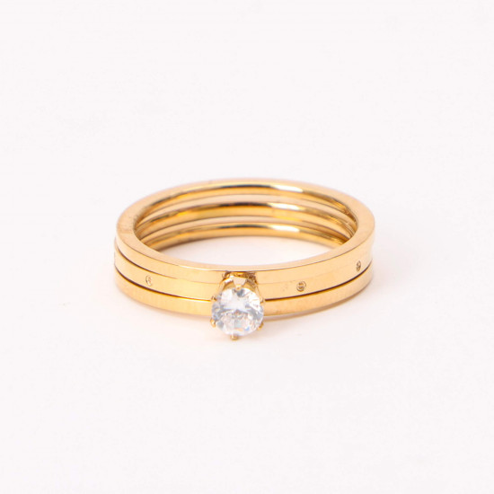 Mayorista joyas acero inoxidable Marsella, Anillo solitario oro