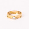 Gold-plated stainless steel solitaire ring