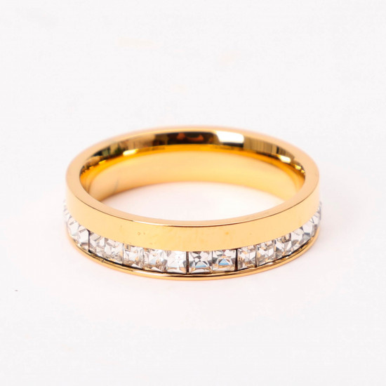 Wholesaler stainless steel jewelry Marseille, Gold rhinestone band ring