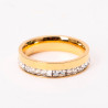 Gold-plated stainless steel ring with rhinestone band