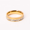 Gold-plated stainless steel single rhinestone ring
