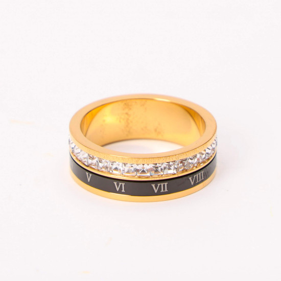 Mayorista joyas acero inoxidable Marsella, Bague dorée chiffres romains