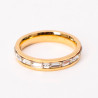 Rectangular rhinestone gilded stainless steel ring