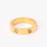 Gold-plated rhinestone studded stainless steel ring