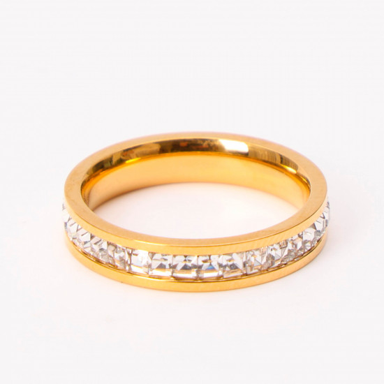 Großhändler Edelstahlschmuck Marseille, Goldener Ring Fluss mit Strass