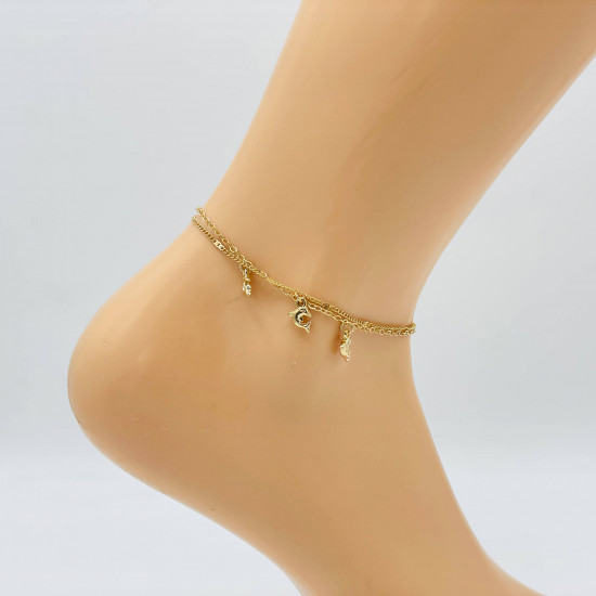 Großhändler Schmuck Marseille, goldene Fußkette G106-7 - Felizz
